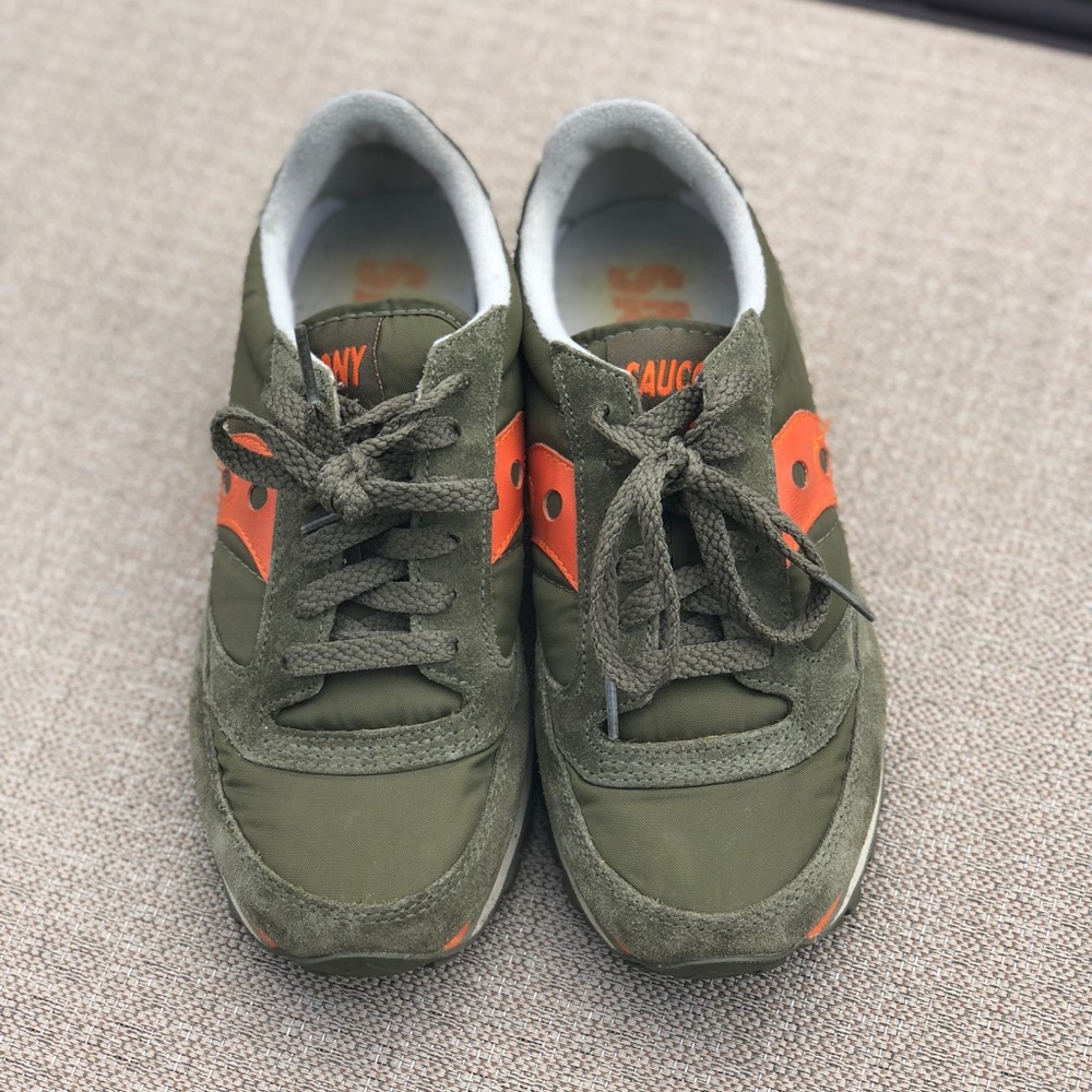 Green and Orange Sacony sneakers